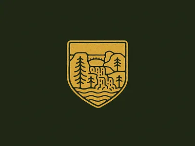 Park Badge adventure badge branding cliffs explore illustration logo outdoors park badge rock rustic state park trees vintage waterfall wilderness