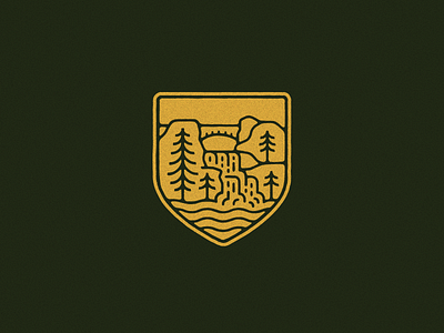 Park Badge adventure badge branding cliffs explore illustration logo outdoors park badge rock rustic state park trees vintage waterfall wilderness