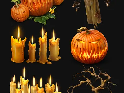 Halloween stuff candle digital art digital painting game ui games helloween jack pumkin stuff