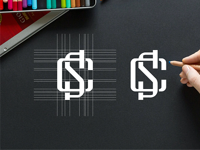 SC monogram concept logo app branding design icon illustration logo typography vector