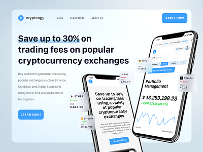 Cryptoogy Crypto Platform Header adobexd bitcoin branding concept crypto cryptocurrencies design desktop doge dot ether ethereum mobile polkadot solana ui uidesign ux website websites