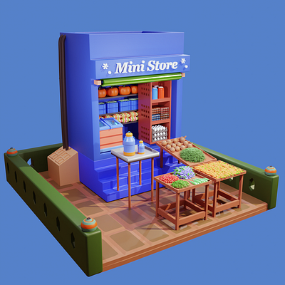 Mini store 3d 3d website animation branding design graphic design illustration illustrator isometric logo motion graphics ui vector web