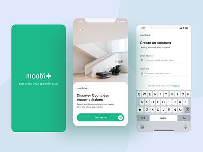 Moobi+ Onboarding Hotel Booking App booking clean ui da dailyui design hotel booking mobile ui real estate travel agent ui user interface design whitespace