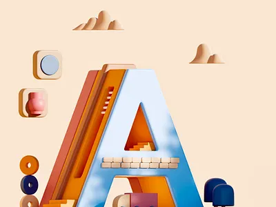 Letter A 3d 3d illustration 3dtypography branding graphic design illustration logo poster typo ui