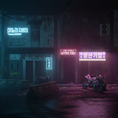 Cyberpunk Street: Real-time Environment 3d art b3d blender blender3d cgi cyberpunk design environment illustration scifi