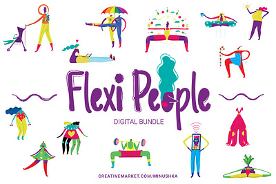 Flexi People Bundle 3d animation app branding bundle clipart collection design flexi graphic design illustration logo motion graphics people ui