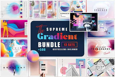 The Supreme Gradient Bundle 3d animation app branding bundle clipart collection design gradient graphic design illustration logo motion graphics supreme ui