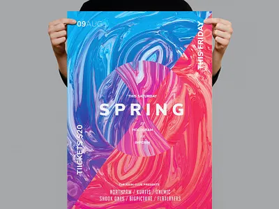 Spring Flyer / Poster Template catalog clean design dj flyer flyer poster gradient illustration indesign magazine minimal modern music nightclub poster print printable simple spring template