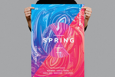 Spring Flyer / Poster Template catalog clean design dj flyer flyer poster gradient illustration indesign magazine minimal modern music nightclub poster print printable simple spring template