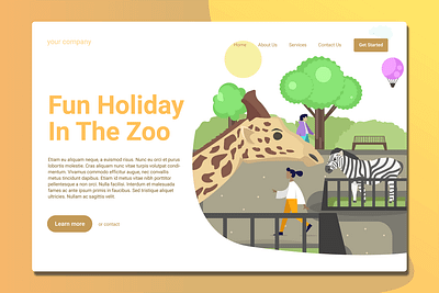 Zoo - Landing Page animal app branding design illustration kids landing lnading page multipurpose page purpose ui ui design ux ux design web development web maintance website zoo zoo landing