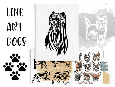 Dogs, Puppies and Shapes. Dog lover bundle dogs puppies sketch vector