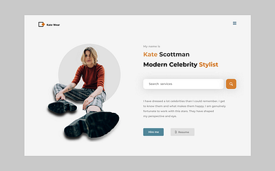 Kate Wear Landing page design branding celebrity celebritystylist creative design illustration kate logo minimal modern modernwebsite scott stylist ui ux web web design website