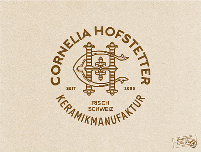 Cornelia Hofstetter Ceramics brand identity branding classic creative ecommerce germany graphic design illustrator logo logo design mature monochrome monogram ornament sans serif simple tan vector vintage wedding