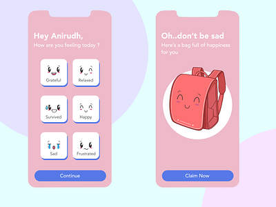 Mental Health App for Teenagers app design flat illustration kawaii minimal typogaphy ui component ui elements ux ux design