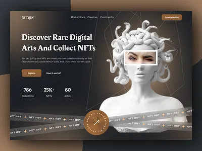 NFT Marketplace Website blockchain collectibles crypto cryptocurrency dark digital art marketplace game website marketplace metaverse nft nft app nft dashboard nft market nft marketplace nft ui nft web nft website trading web design website design