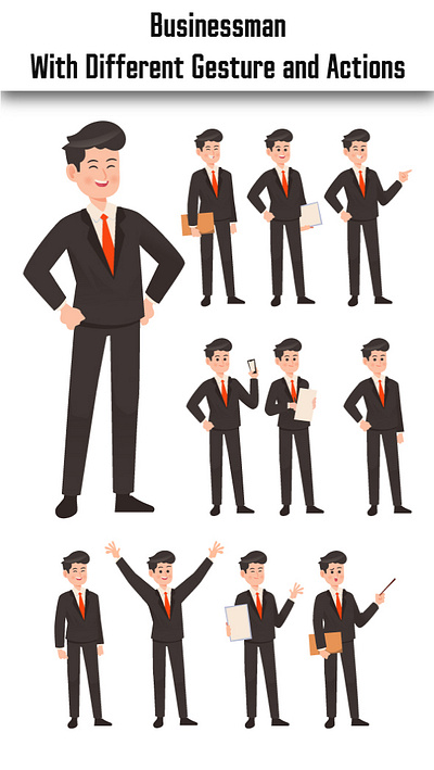 Businessman assets business design icons set illustration