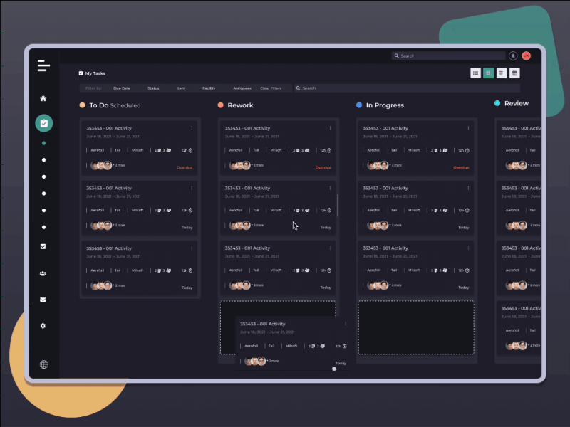 Kanban Board / Dark Theme dark mode dark theme kanban kanban view status task management ui ux web design