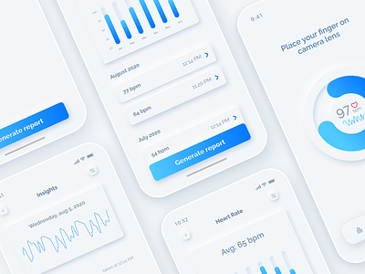 Heart Rate apple application charts design graphs health heartrate ios measure neu neumorphism rate ui ux