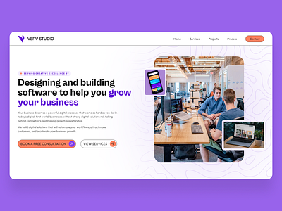 Verv Studio - Design Agency Hero Section above the fold branding colorful dailyui design design agency graphic design hero hero section popular trendy ui ux web design website