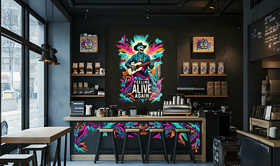 Feeling Alive Again Coffee Brand Illustration art branding design drawing graphic design hand drawn illustration logo murals package design procreate sketching