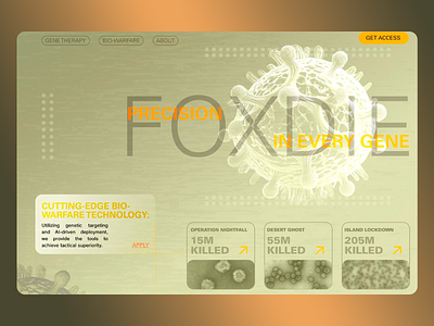 FOXDIE Website Landing Page ai ai driven website bio warfare creative desert ghost digital art gene therapy innovative island lockdown light green mode nightfall tactics targeting design tech therapy uxui warfare weapons web design webpage