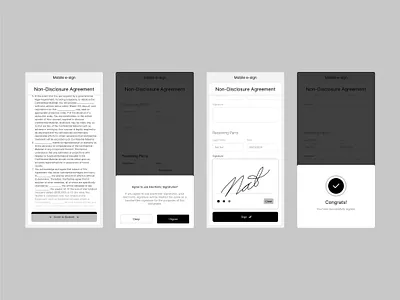 Mobile NDA e-sign Wireframes esign mobile signature