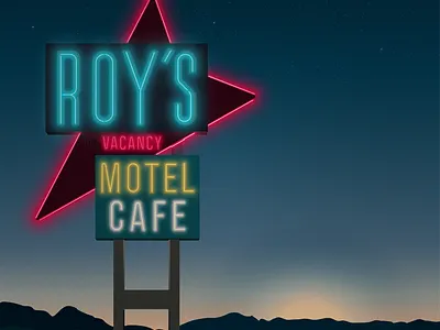 Roy's Motel sign - Night adobe america american americana desert gradient illustration illustrator motel sign neon night retro sign vector