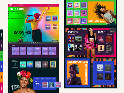 Karaoke Homepage Website color palette design hot hut illustration karaoke landing page new singer singing songs trend ui uiux website