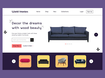 Furniture Shop Landing Page clean design dribble shot e commerce ecommerce furniture furniture shop furniture web design furniture website handmade homepage landing page living room minimal new design ui ux web design website website design