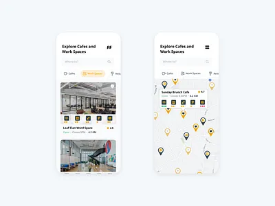 Work Spaces design maps mobile design mobile ui ui