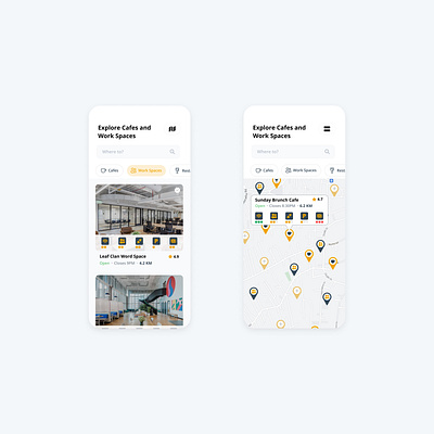 Work Spaces design maps mobile design mobile ui ui
