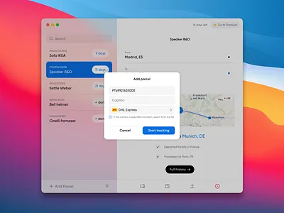 Add parcel MacOS app design desktop interaction interface macos product ui ux