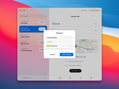 Add parcel MacOS app design desktop interaction interface macos product ui ux