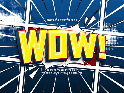 WOW! Comic Text Effect 3d text alphabet cartoon colorful comic editable font editable text font effect halftone headline lettering pop art retro text effect typesetting typography vintage wow