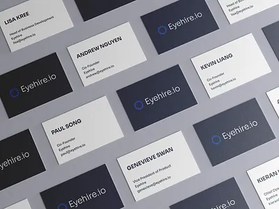 Startup Business Cards brand design branding business business card color concept design eye hire logo logo design networking platform product product design startup visual design website