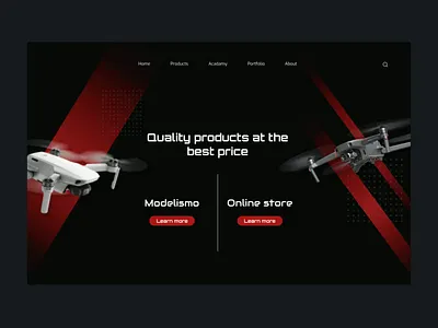 Drone website animation dark design dinamic drones dual screen futuristic landing page modern motion graphics red splitscreen tech ui ux website
