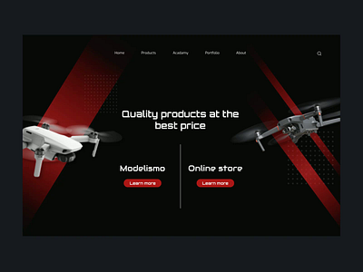 Drone website animation dark design dinamic drones dual screen futuristic landing page modern motion graphics red splitscreen tech ui ux website