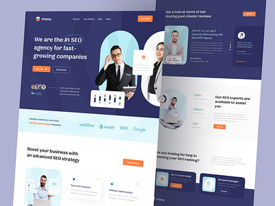 Mana - SEO Agency Landing Page Exploration agency clean landing page landing page design marketing seo seo agency ui uidesign uidesigner uiux uiuxdesign userinterface web design