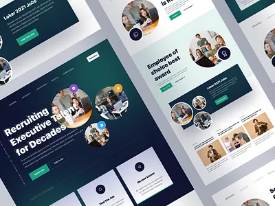 Employee Recruitment - Landing Page agency card dark green homepage landing page recruiter services web web design website