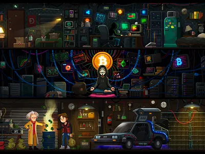 Crypto Tower ✦ Illustrations for ETH.Town anonymous bitcoin blockchain computers crypto crypto art cryptocurrency ethereum guy fawkes illustration nft nft art nftcollectors opensea