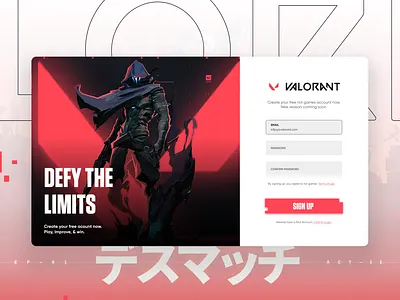 Sign Up Page UI Concept | Valorant Game concpet dailyui design figma game ui sign up ui ui design ux valorant