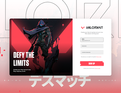 Sign Up Page UI Concept | Valorant Game concpet dailyui design figma game ui sign up ui ui design ux valorant