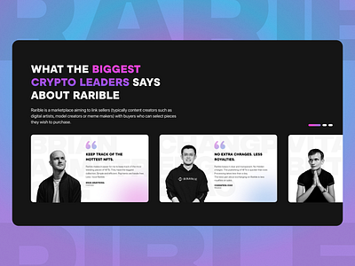 Testimonial UI Concept crypto dail dailyui design nft rarible redesign testimonial ui ui design ux web design