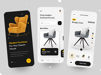 Furniture - App Design armchair dream house ecommerce app furniture app minimal mobile app modern new sofa ui design