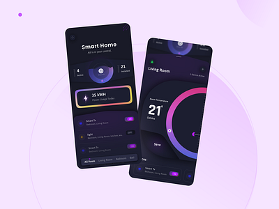 Smart Home Mobile App Concept 2021 trends app app design branding control dark device home home automation home monitoring house interface remote control smart app smart devices smart home smart home app ui user interface ux
