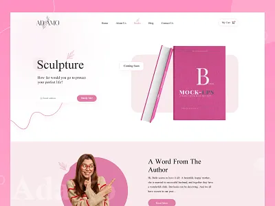 Adamo - Novel Books Landing Page Header | UI Design books website design design graphic design landing page novel books landing page design ui uiux design website design website header design