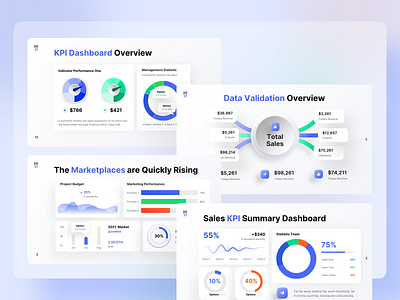 KPI Dashboard - 2021 Ultimate PowerPoint Template blue business chart dashboard data keynote marketing pitchdeck powerpoint presentation
