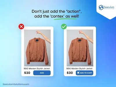 Don't just ad the 'action', add the 'context' as well! cta mobileapp saeculumsoltion ui uitips uiux ux web