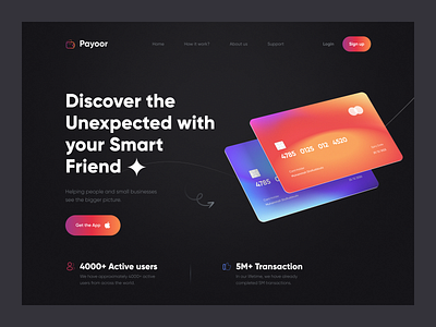 Payoor landing page design 💳 credit card credit card landing page credit website design inspiration landing page landing page design master card modern online payment trendy ui ui design uidesign uiux web website