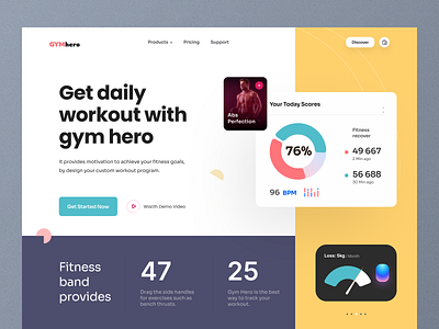Health and Fitness Website Design fitness fitnessbuild fitnessheader free ui resource gym header header landing page header ui health hero section homepage landing page resource ui ui resource uihut web ui webdesign websitedesign workout
